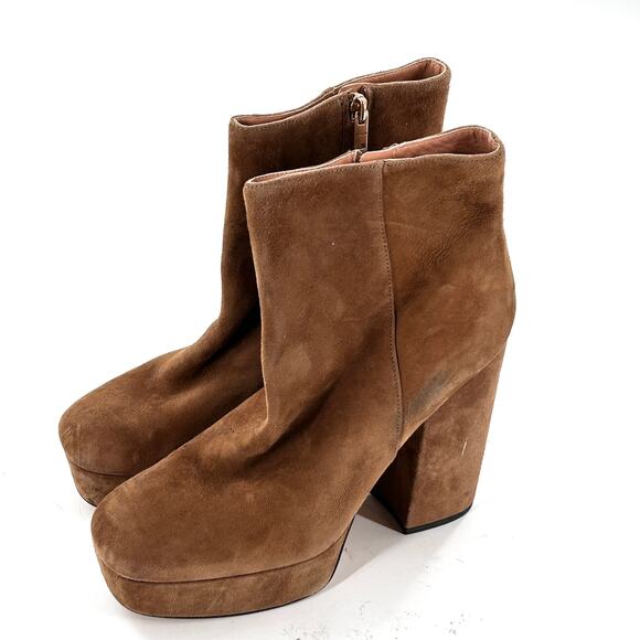 Coach Iona Platform Boots 10 Tan NWOT Suede Ankle Booties Heel Zip Glam Capsule - Picture 11 of 13